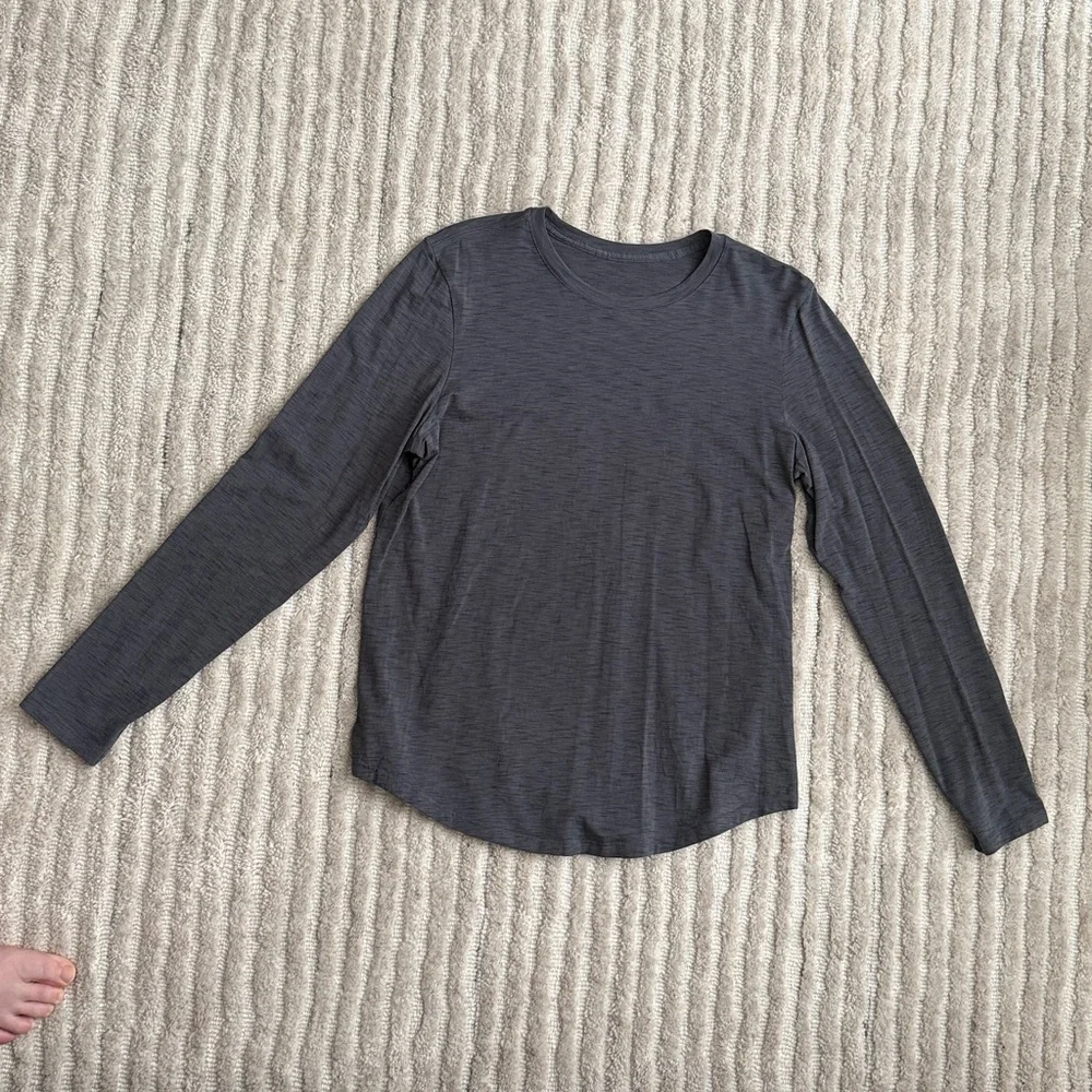 Lulu Heathered Charcoal Long Sleeve Shirt - Picture 2 of 3